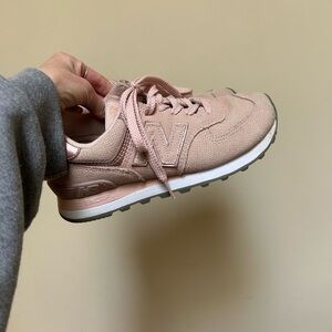 New Balance Women's Soft Pink Suede Lace-Up Sneaker